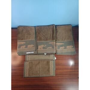 Hampton Manor Jungle Scene 5 Piece Set Olive/Cobblestone Tiger, Elephant,Rhino